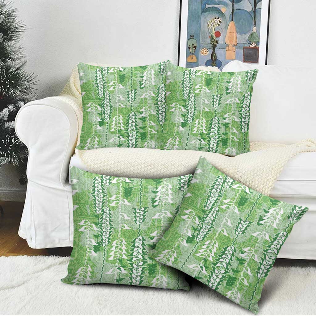 Green Hawaii Tapa Pattern Pillow Cover With Heliconia Vintage Style LT05 - Polynesian Pride