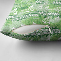 Green Hawaii Tapa Pattern Pillow Cover With Heliconia Vintage Style LT05 - Polynesian Pride