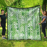 Green Hawaii Tapa Pattern Quilt With Heliconia Vintage Style LT05 - Polynesian Pride