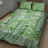 Green Hawaii Tapa Pattern Quilt Bed Set With Heliconia Vintage Style LT05 - Polynesian Pride