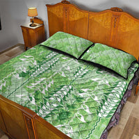 Green Hawaii Tapa Pattern Quilt Bed Set With Heliconia Vintage Style LT05 - Polynesian Pride
