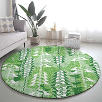 Green Hawaii Tapa Pattern Round Carpet With Heliconia Vintage Style LT05 - Polynesian Pride