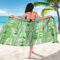 Green Hawaii Tapa Pattern Sarong With Heliconia Vintage Style LT05 - Polynesian Pride