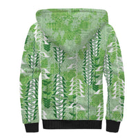 Green Hawaii Tapa Pattern Sherpa Hoodie With Heliconia Vintage Style LT05 - Polynesian Pride