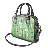 Green Hawaii Tapa Pattern Shoulder Handbag With Heliconia Vintage Style