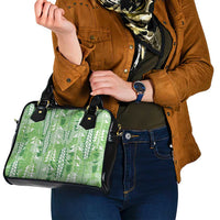 Green Hawaii Tapa Pattern Shoulder Handbag With Heliconia Vintage Style