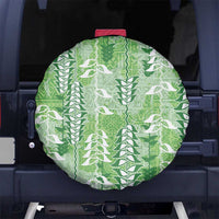Green Hawaii Tapa Pattern Spare Tire Cover With Heliconia Vintage Style LT05 No hole Green - Polynesian Pride