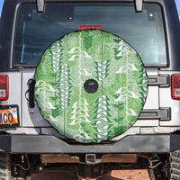 Green Hawaii Tapa Pattern Spare Tire Cover With Heliconia Vintage Style LT05 Green - Polynesian Pride