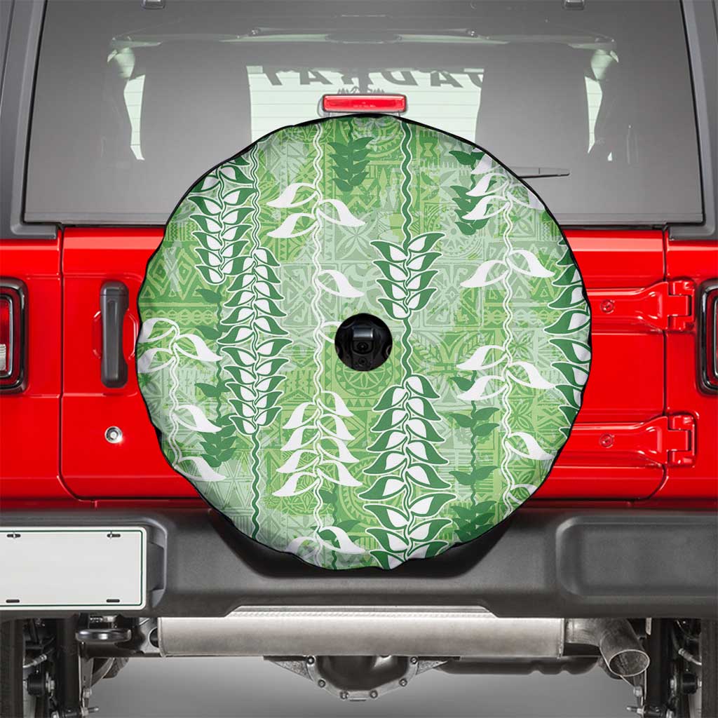 Green Hawaii Tapa Pattern Spare Tire Cover With Heliconia Vintage Style LT05 - Polynesian Pride
