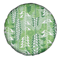 Green Hawaii Tapa Pattern Spare Tire Cover With Heliconia Vintage Style LT05 - Polynesian Pride