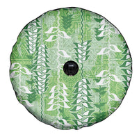 Green Hawaii Tapa Pattern Spare Tire Cover With Heliconia Vintage Style LT05 - Polynesian Pride