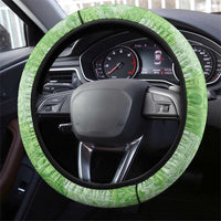 Green Hawaii Tapa Pattern Steering Wheel Cover With Heliconia Vintage Style LT05 - Polynesian Pride