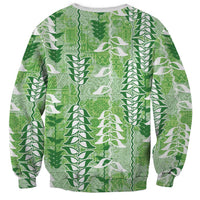 Green Hawaii Tapa Pattern Sweatshirt With Heliconia Vintage Style LT05 - Polynesian Pride