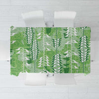 Green Hawaii Tapa Pattern Tablecloth With Heliconia Vintage Style LT05 Green - Polynesian Pride