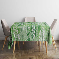 Green Hawaii Tapa Pattern Tablecloth With Heliconia Vintage Style LT05 - Polynesian Pride