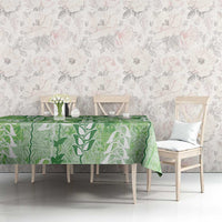 Green Hawaii Tapa Pattern Tablecloth With Heliconia Vintage Style LT05 - Polynesian Pride