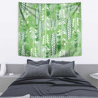 Green Hawaii Tapa Pattern Tapestry With Heliconia Vintage Style LT05 - Polynesian Pride