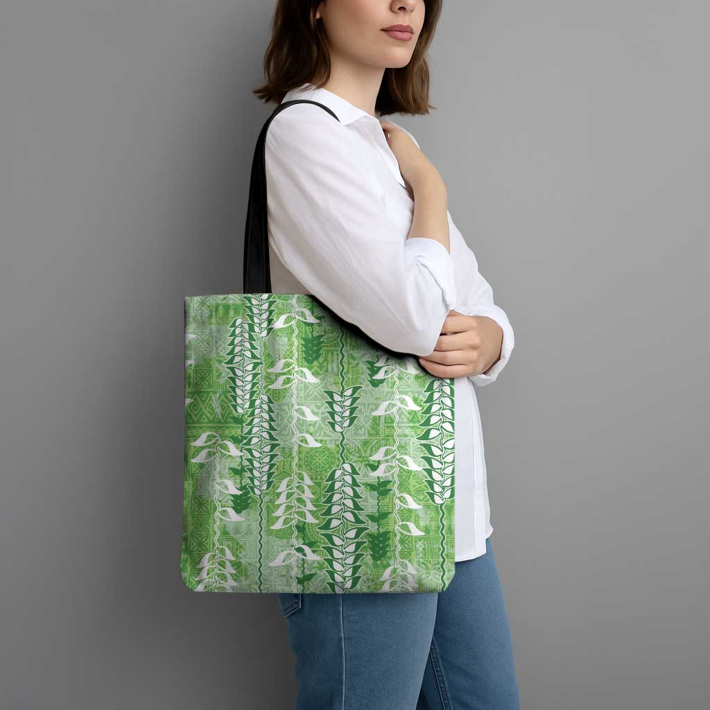 Green Hawaii Tapa Pattern Tote Bag With Heliconia Vintage Style LT05 - Polynesian Pride
