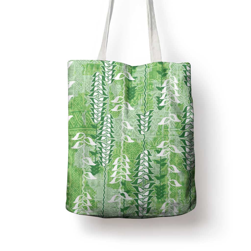Green Hawaii Tapa Pattern Tote Bag With Heliconia Vintage Style LT05 - Polynesian Pride