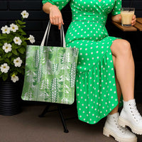 Green Hawaii Tapa Pattern Tote Bag With Heliconia Vintage Style LT05 - Polynesian Pride