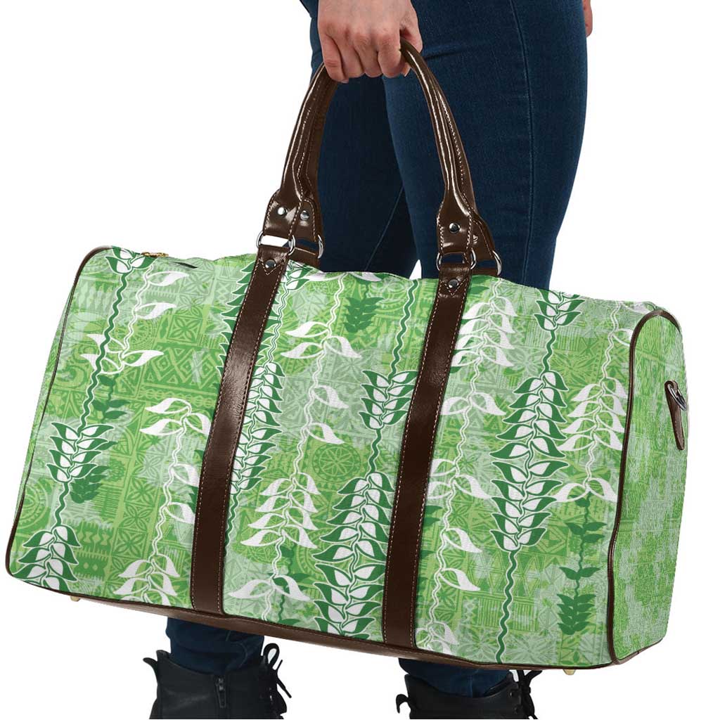 Green Hawaii Tapa Pattern Travel Bag With Heliconia Vintage Style LT05 - Polynesian Pride