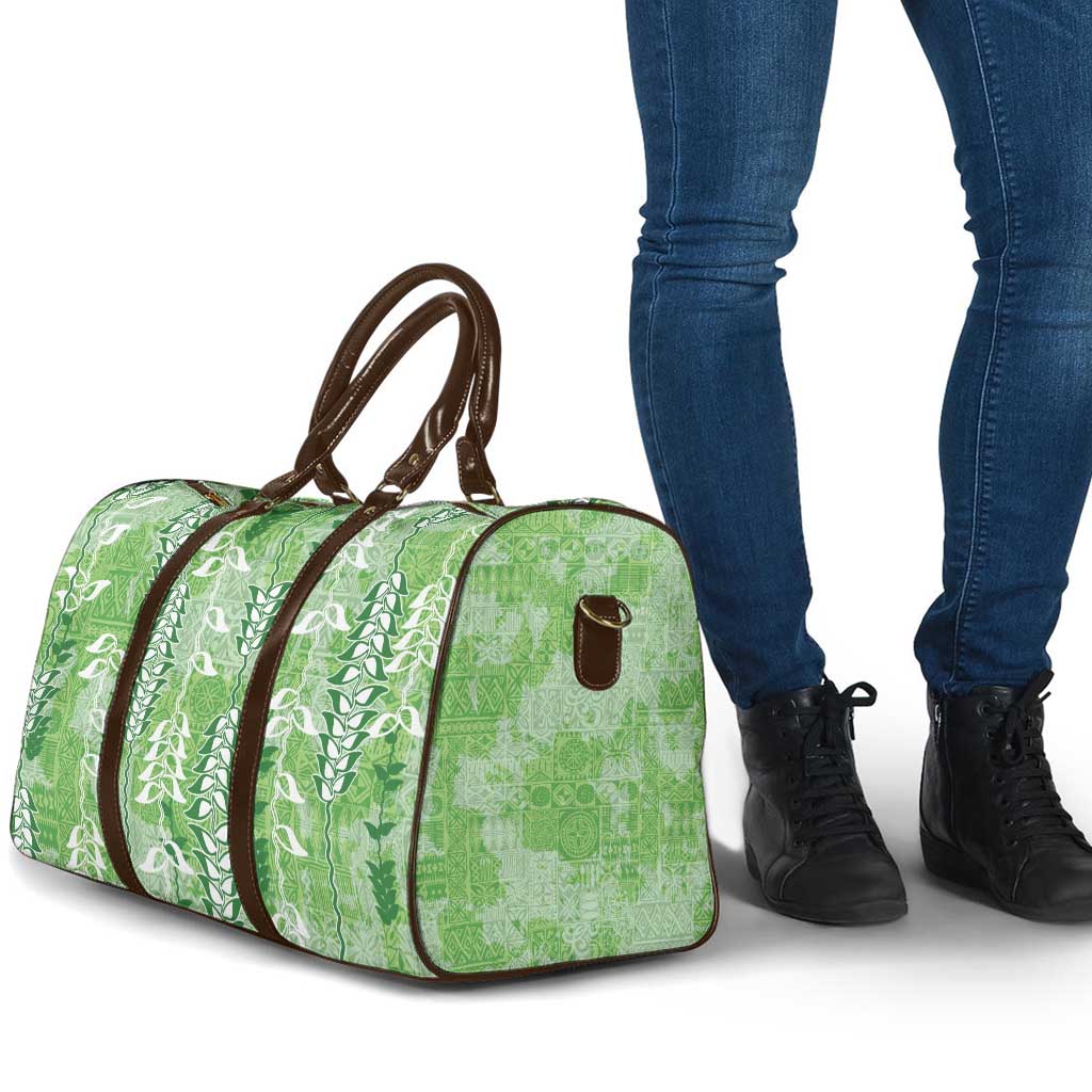 Green Hawaii Tapa Pattern Travel Bag With Heliconia Vintage Style LT05 - Polynesian Pride