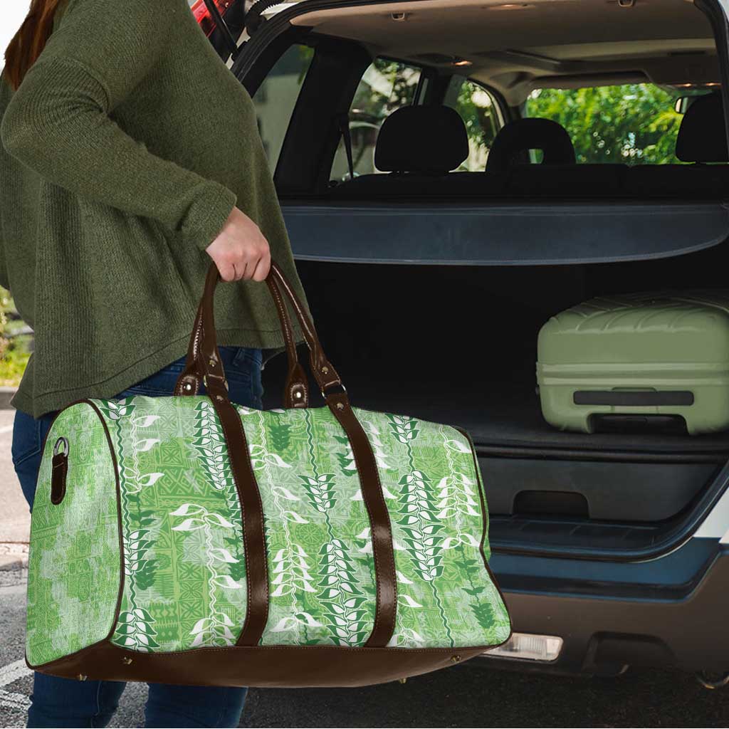 Green Hawaii Tapa Pattern Travel Bag With Heliconia Vintage Style LT05 - Polynesian Pride