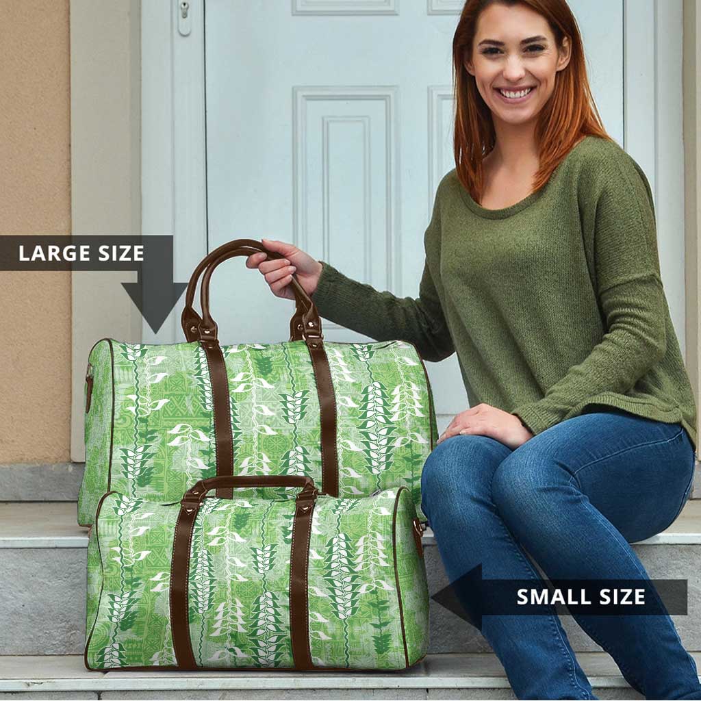 Green Hawaii Tapa Pattern Travel Bag With Heliconia Vintage Style LT05 - Polynesian Pride