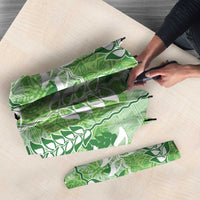 Green Hawaii Tapa Pattern Umbrella With Heliconia Vintage Style LT05 - Polynesian Pride