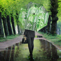Green Hawaii Tapa Pattern Umbrella With Heliconia Vintage Style LT05 - Polynesian Pride