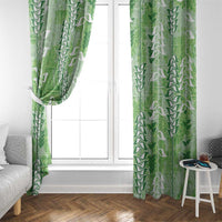 Green Hawaii Tapa Pattern Window Curtain With Heliconia Vintage Style LT05 - Polynesian Pride