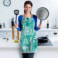 Teal Hawaii Tapa Pattern Apron With Heliconia Vintage Style LT05 - Polynesian Pride