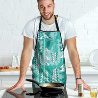 Teal Hawaii Tapa Pattern Apron With Heliconia Vintage Style LT05 - Polynesian Pride
