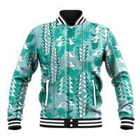 Teal Hawaii Tapa Pattern Baseball Jacket With Heliconia Vintage Style LT05 Unisex Teal - Polynesian Pride
