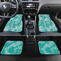 Teal Hawaii Tapa Pattern Car Mats With Heliconia Vintage Style LT05 Set 4pcs Teal - Polynesian Pride