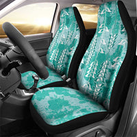 Teal Hawaii Tapa Pattern Car Seat Cover With Heliconia Vintage Style LT05 - Polynesian Pride
