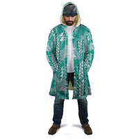 Teal Hawaii Tapa Pattern Cloak With Heliconia Vintage Style LT05 - Polynesian Pride