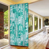 Teal Hawaii Tapa Pattern Door Cover With Heliconia Vintage Style LT05 - Polynesian Pride