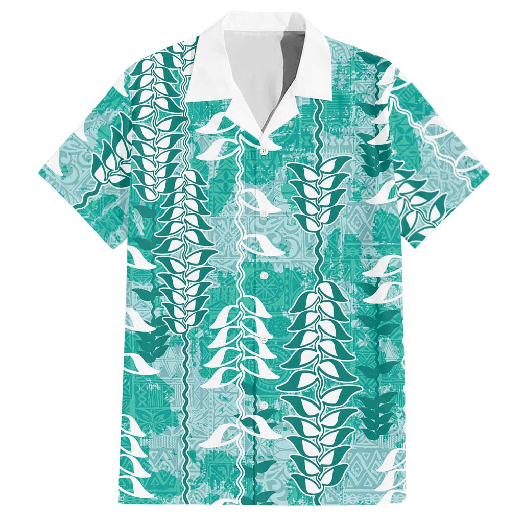 Teal Hawaii Tapa Pattern Hawaiian Shirt With Heliconia Vintage Style LT05 Teal - Polynesian Pride