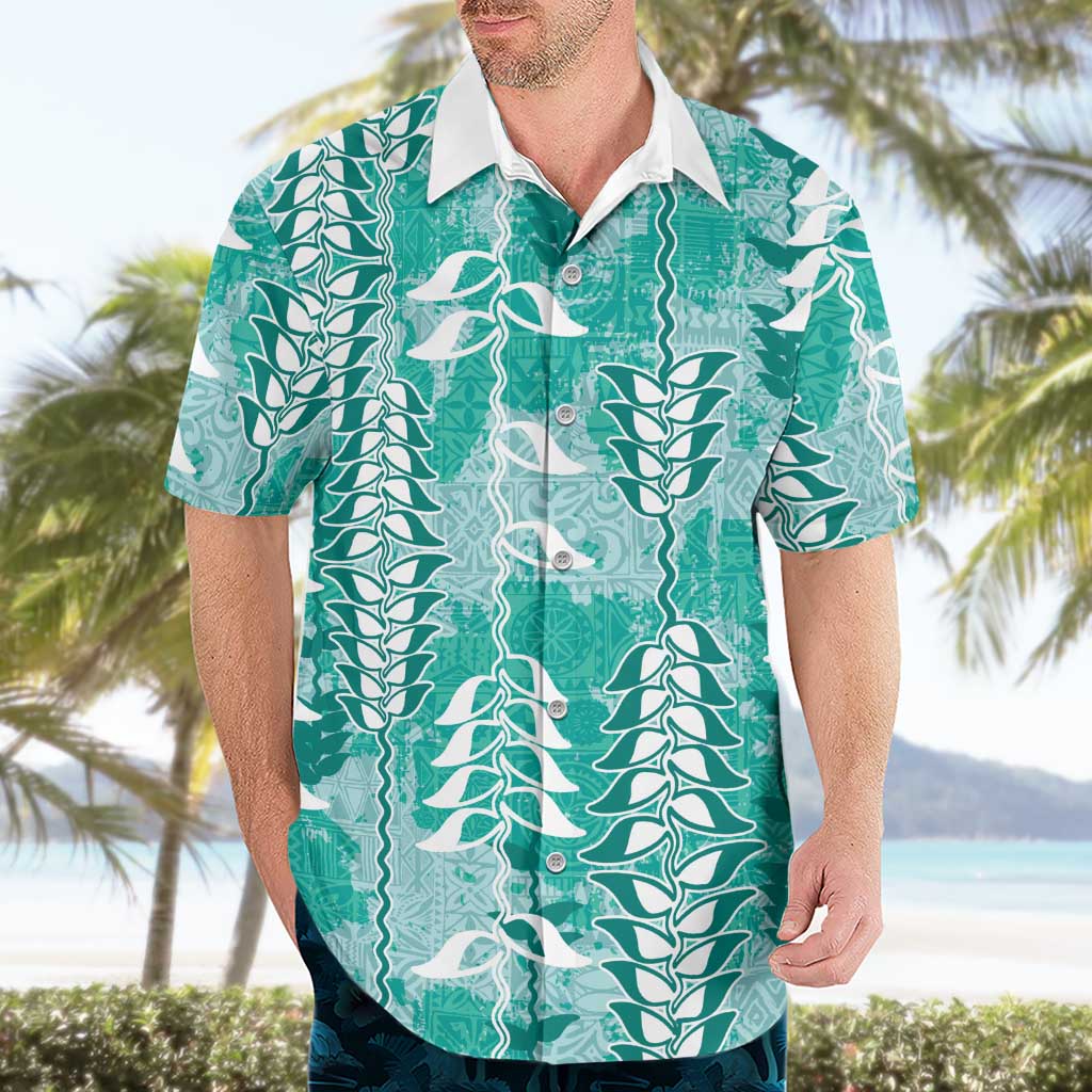 Teal Hawaii Tapa Pattern Hawaiian Shirt With Heliconia Vintage Style LT05 - Polynesian Pride