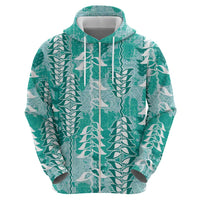 Teal Hawaii Tapa Pattern Hoodie With Heliconia Vintage Style LT05 - Polynesian Pride