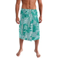 Teal Hawaii Tapa Pattern Lavalava With Heliconia Vintage Style LT05 Teal - Polynesian Pride