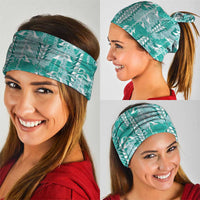 Teal Hawaii Tapa Pattern Neck Gaiter With Heliconia Vintage Style