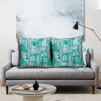 Teal Hawaii Tapa Pattern Pillow Cover With Heliconia Vintage Style LT05 - Polynesian Pride
