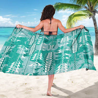 Teal Hawaii Tapa Pattern Sarong With Heliconia Vintage Style LT05 - Polynesian Pride