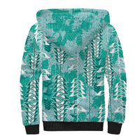 Teal Hawaii Tapa Pattern Sherpa Hoodie With Heliconia Vintage Style LT05 - Polynesian Pride