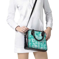 Teal Hawaii Tapa Pattern Shoulder Handbag With Heliconia Vintage Style LT05 - Polynesian Pride