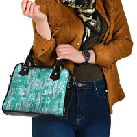 Teal Hawaii Tapa Pattern Shoulder Handbag With Heliconia Vintage Style LT05 - Polynesian Pride