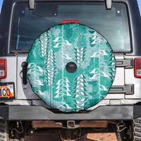 Teal Hawaii Tapa Pattern Spare Tire Cover With Heliconia Vintage Style LT05 Teal - Polynesian Pride