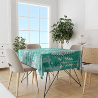 Teal Hawaii Tapa Pattern Tablecloth With Heliconia Vintage Style LT05 - Polynesian Pride